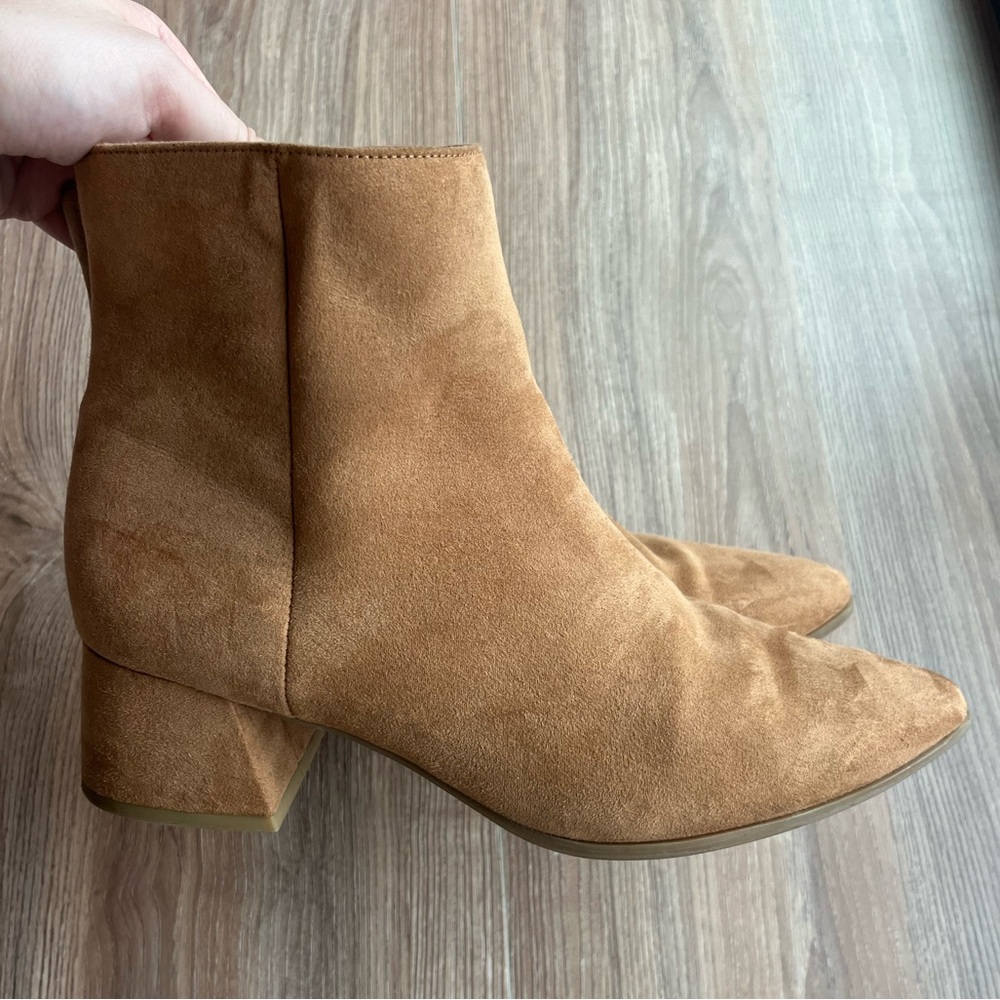 tan suede block heel boots